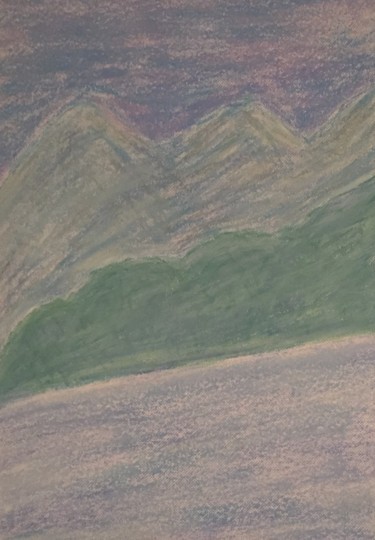 Zeichnungen mit dem Titel "Snowy evening" von Giart, Original-Kunstwerk, Pastell