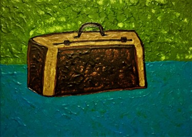 Peinture intitulée "Suitcase on the tab…" par Giart, Œuvre d'art originale, Acrylique