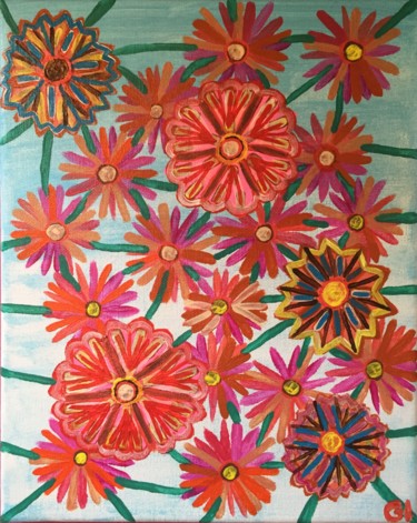 Картина под названием "Flowers" - Giart, Подлинное произведение искусства, Акрил