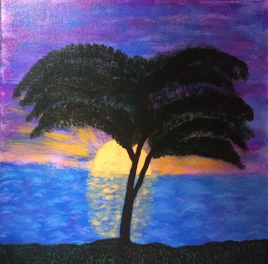 Painting titled "Purple Sunset" by Giart, Original Artwork, Acrylic