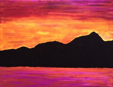Painting titled "Fiery night" by Giart, Original Artwork, Acrylic