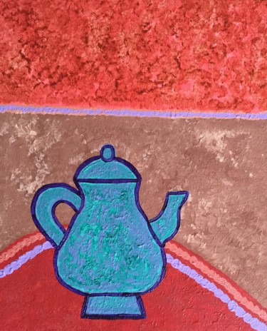 Painting titled "Teapot on the table" by Giart, Original Artwork, Acrylic