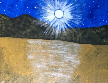Painting titled "Night in the desert" by Giart, Original Artwork, Acrylic