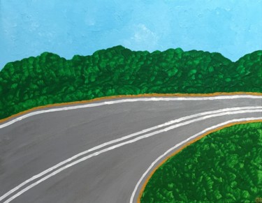 Pintura titulada "Forest near the road" por Giart, Obra de arte original, Acrílico