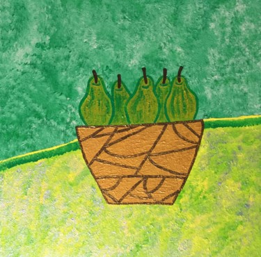 Painting titled "Vase with pears" by Giart, Original Artwork, Acrylic