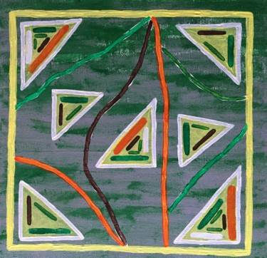Schilderij getiteld "Seven triangles" door Giart, Origineel Kunstwerk, Acryl