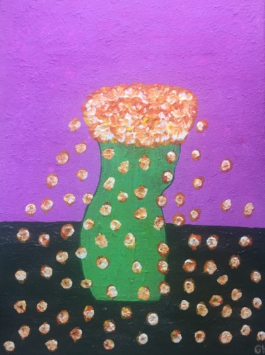 Painting titled "Green vase" by Giart, Original Artwork, Acrylic