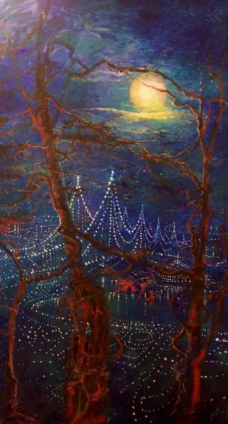 Pintura titulada "“Puente de noche”" por Gia Bugadze, Obra de arte original