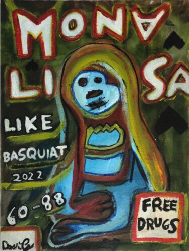 Painting titled "Monalisa Like Basqu…" by Giacomo Dari, Original Artwork, Oil Mounted on Wood Stretcher frame