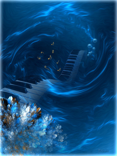 Arte digital titulada "Blue coral melody" por Rgiada, Obra de arte original, Trabajo Digital 2D
