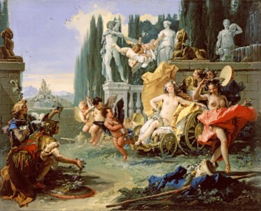 Schilderij getiteld "L'empire de Flora" door Giambattista Tiepolo, Origineel Kunstwerk, Olie