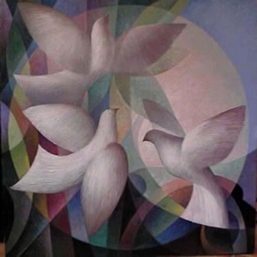 Pittura intitolato "doves" da Giampaolo Ghisetti, Opera d'arte originale