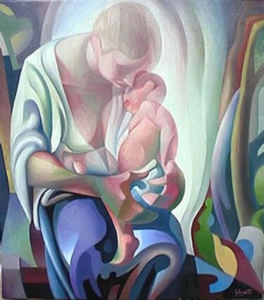Pittura intitolato "motherly" da Giampaolo Ghisetti, Opera d'arte originale