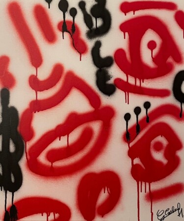 Картина под названием "White Red" - Gian-Carlo Garcia Moniz, Подлинное произведение искусства, Рисунок распылителем краски У…