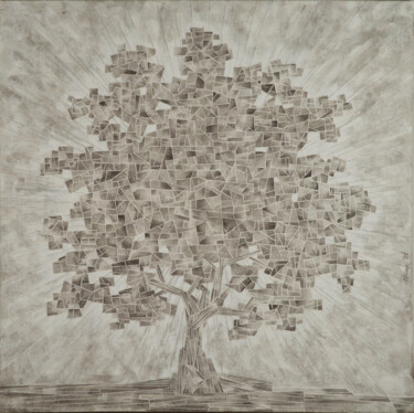 Картина под названием "Geometric tree" - Gian Luigi Delpin, Подлинное произведение искусства, Акрил