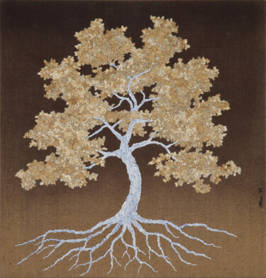 Painting titled "Flying tree" by Gian Luigi Delpin, Original Artwork, Acrylic Mounted on Wood Stretcher frame