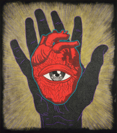 Malerei mit dem Titel "Mutant hand" von Gian Luigi Delpin, Original-Kunstwerk, Acryl Auf Keilrahmen aus Holz montiert