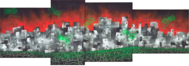 Painting titled "Urban landscape wit…" by Gian Luigi Delpin, Original Artwork, Acrylic Mounted on Wood Stretcher frame