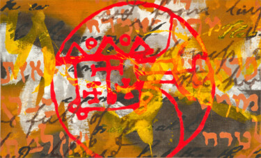 Schilderij getiteld "Demon of writing" door Gian Luigi Delpin, Origineel Kunstwerk, Acryl Gemonteerd op Frame voor houten br…