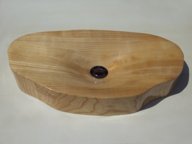 Design intitulée "vasque en bois 2" par Laurent Giancani, Œuvre d'art originale, Accessoires