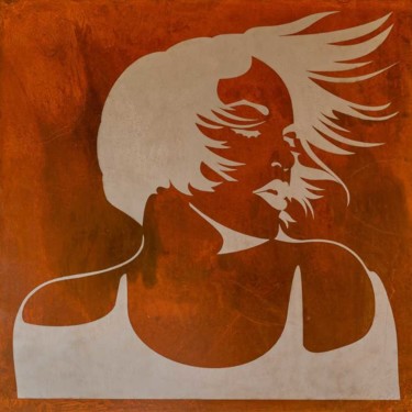 Painting titled "femme cheveux au ve…" by Laurent Giancani, Original Artwork, Stencil