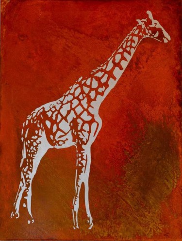 Dessin intitulée "girafe 3" par Laurent Giancani, Œuvre d'art originale, Pochoir