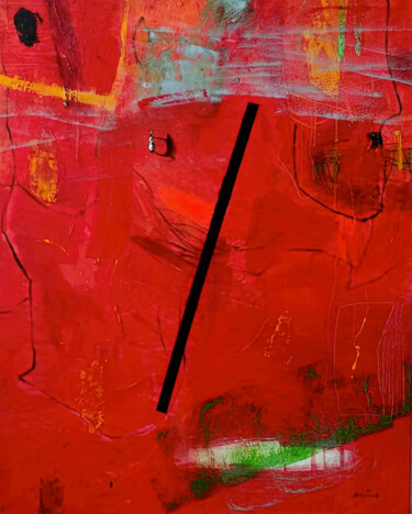 Painting titled "Sin Titulo ROJO" by Giancarlo Bertini, Original Artwork, Oil