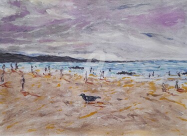 Painting titled "Beach" by Giancarlo Di Battista, Original Artwork, Watercolor