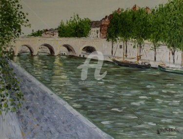 Painting titled "vue-de-pont-neuf" by Giancarlo Di Battista, Original Artwork
