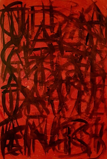 Pittura intitolato "inferno" da Giancarlo Foschi, Opera d'arte originale, Smalto