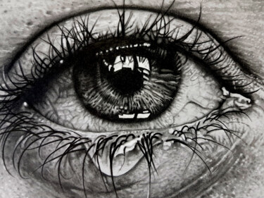 Disegno intitolato "solo una lacrima" da Giancarlo Foschi, Opera d'arte originale, Matita