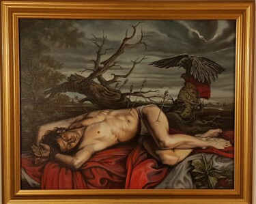 Pittura intitolato "San Sebastiano" da Giancarlo Foschi, Opera d'arte originale, Olio