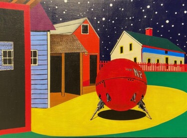 Painting titled "Silent American Farm" by Giancarlo Montuschi, Original Artwork, Acrylic