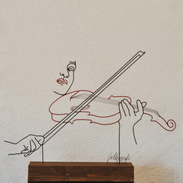 Sculpture intitulée "un filo x Stradivari" par Giancarlo Morandi, Œuvre d'art originale, Fil de fer