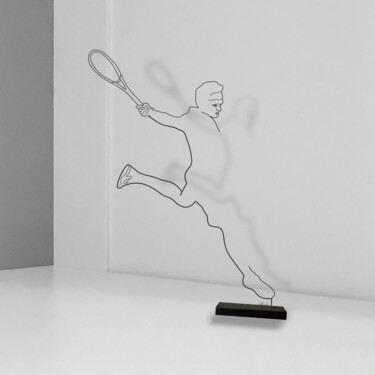 Sculpture intitulée "Un filo il Campione" par Giancarlo Morandi, Œuvre d'art originale, Fil de fer