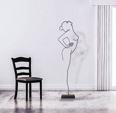 Скульптура под названием "Un filo di vanità" - Giancarlo Morandi, Подлинное произведение искусства, проволочный