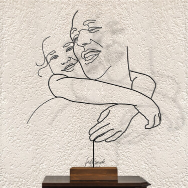 Sculptuur getiteld "Dolcezza di un padre" door Giancarlo Morandi, Origineel Kunstwerk, Draad