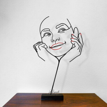 Scultura intitolato "Un filo un volto 3" da Giancarlo Morandi, Opera d'arte originale, Filo