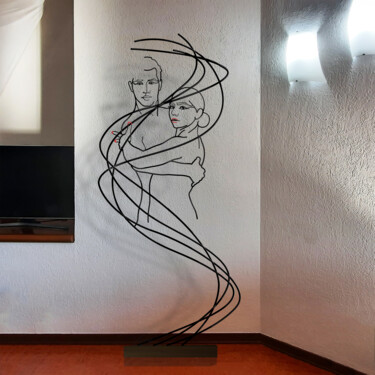 Sculpture intitulée "Filo per il tango" par Giancarlo Morandi, Œuvre d'art originale, Fil de fer