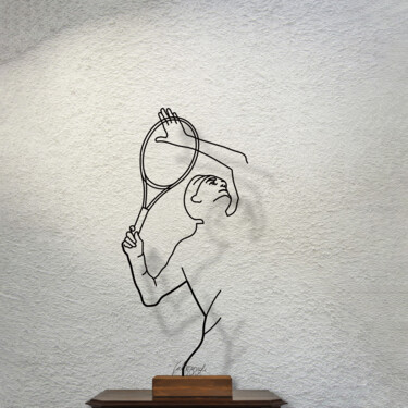 Escultura titulada "Un filo...il tennis" por Giancarlo Morandi, Obra de arte original, Alambre