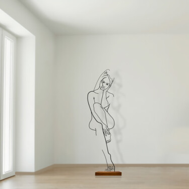 Escultura titulada "Ragazza seduta" por Giancarlo Morandi, Obra de arte original, Alambre