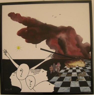 Painting titled "fermiamo le guerre" by Giancarlo Siniscalchi, Original Artwork