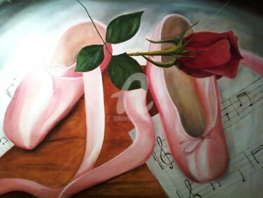Pittura intitolato "Scarpette rosa" da Giancarlo Turchini, Opera d'arte originale