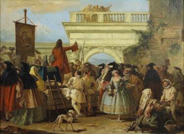 Pintura intitulada "Le Charlatan" por Giandomenico Tiepolo, Obras de arte originais, Óleo