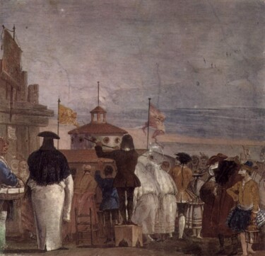 Pittura intitolato "Le Nouveau Monde" da Giandomenico Tiepolo, Opera d'arte originale, Olio