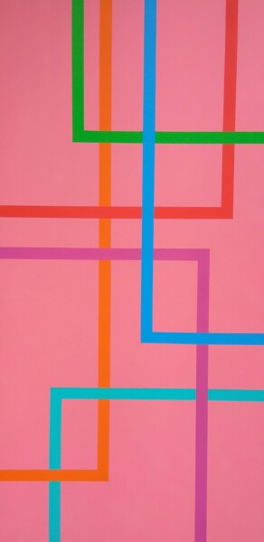 Malerei mit dem Titel "Flip on pink" von Gianfranco Coltella, Original-Kunstwerk, Acryl