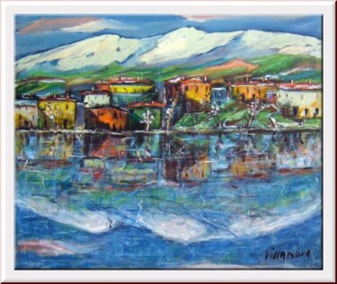 Painting titled "Rispecchi sul lago" by Gianfranco Villanova, Original Artwork, Oil