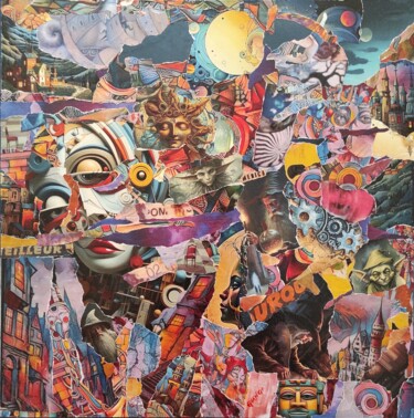 Collages intitolato "Un regard sur le pa…" da Giango, Opera d'arte originale, Collages