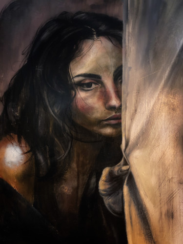Картина под названием "Sortir" - Gianluca Fascetto, Подлинное произведение искусства, Масло Установлен на Деревянная панель