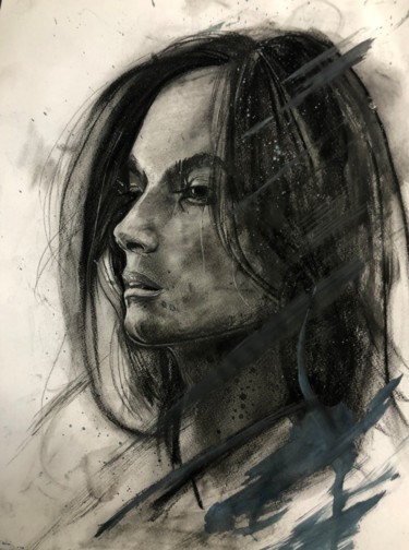 Drawing titled "Studio face 17" by Gianluca Fascetto, Original Artwork, Charcoal
